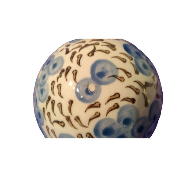 Ceramic Ball Hand Painted White Background, Blue Eggs and Brown Sperm! Must See - Picture 4 of 5